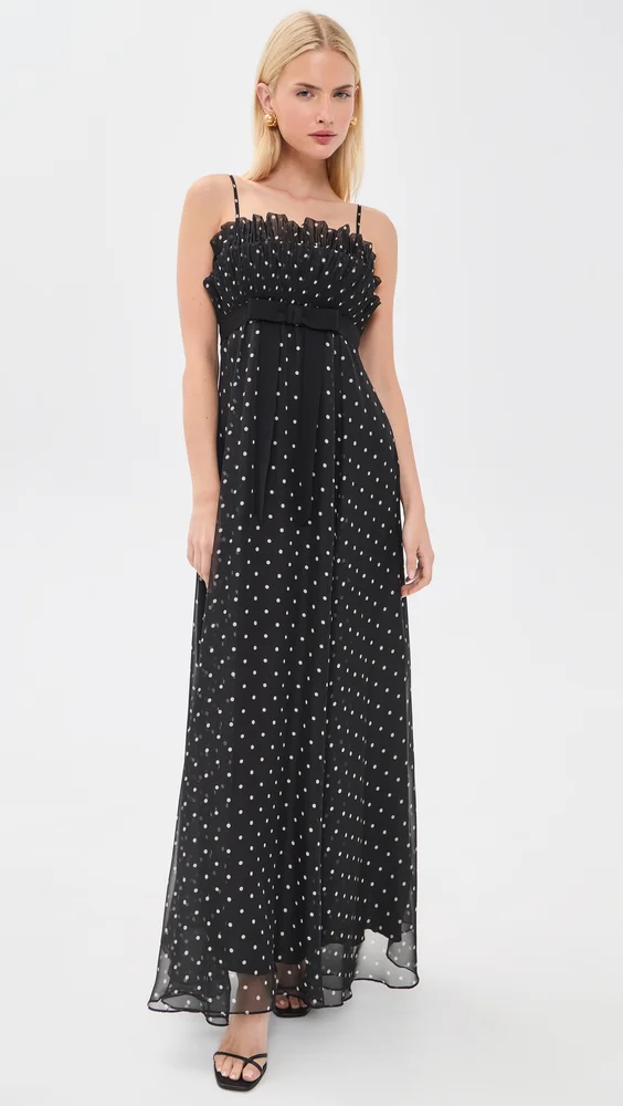 Frill Pleated Midi Dress