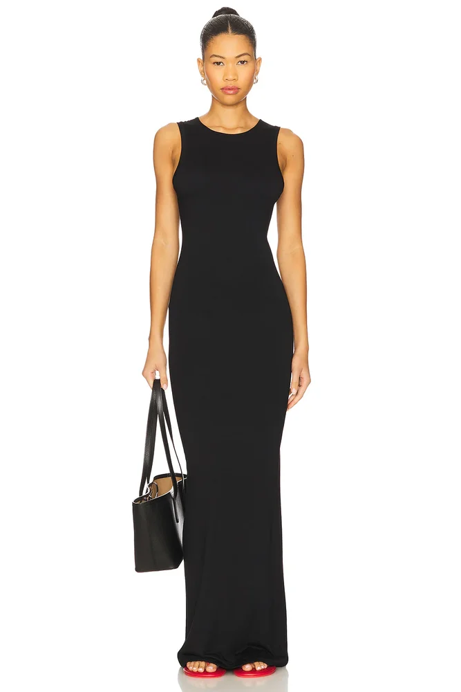 Sleeveless Crewneck Soft Jersey Maxi Dress