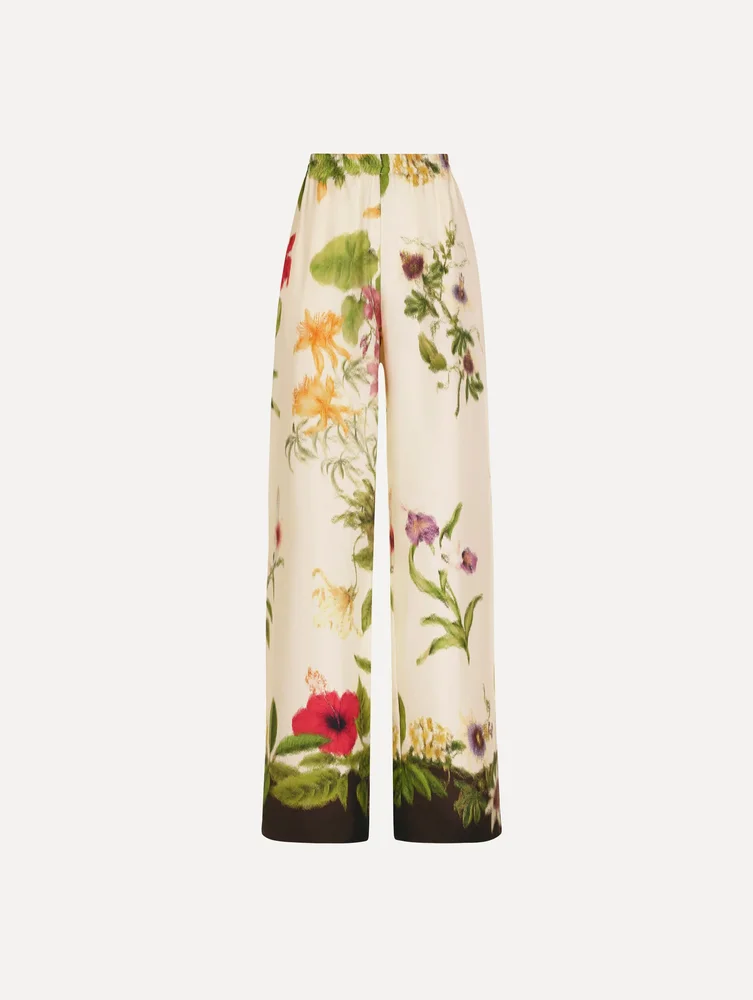 Dominican Mixed-Floral Wide Leg Pant