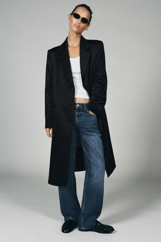 Satin Shoulder Pad Coat