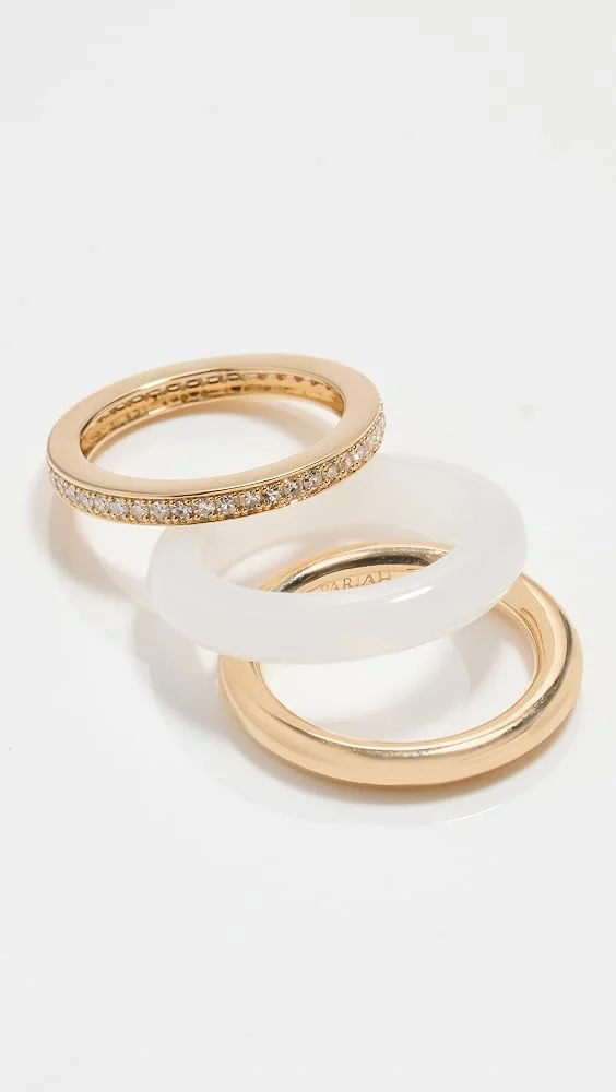 14k Gold Slim Classic Diamond Ring Stack Set