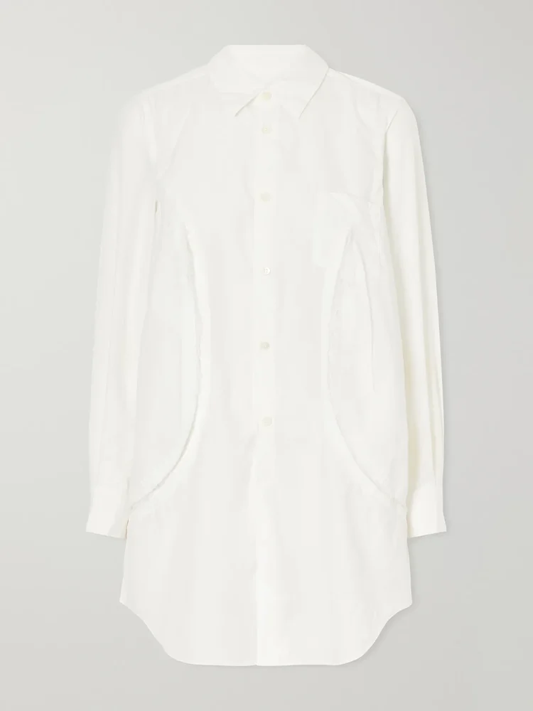 Paneled frayed poplin shirt