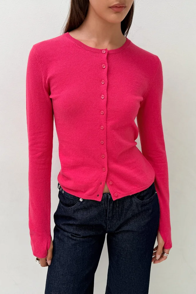 Loulou Everyday Cardigan, Hot Pink