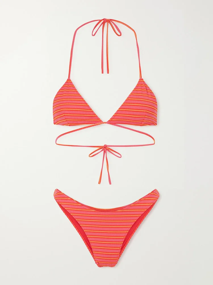 Striped triangle bikini