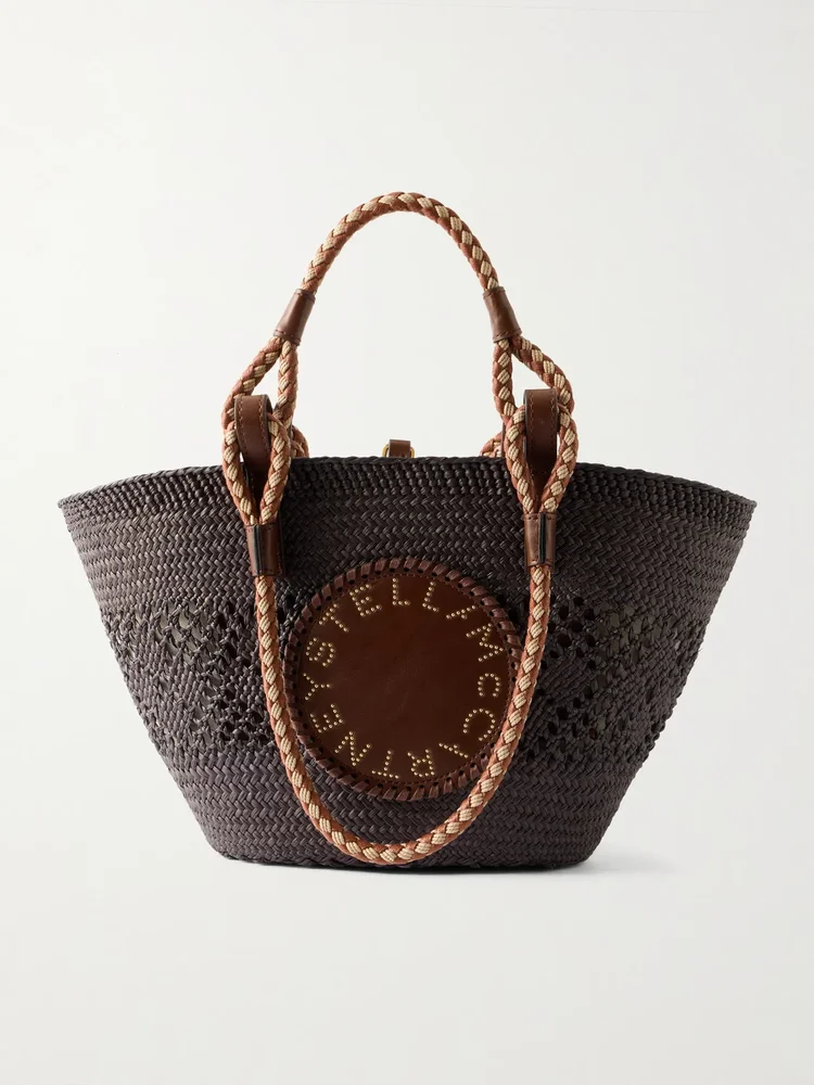 small vegetarian material trimmed raffia tote