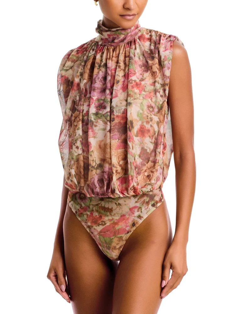 Mock Neck Mesh Blouson Bodysuit - Exclusive