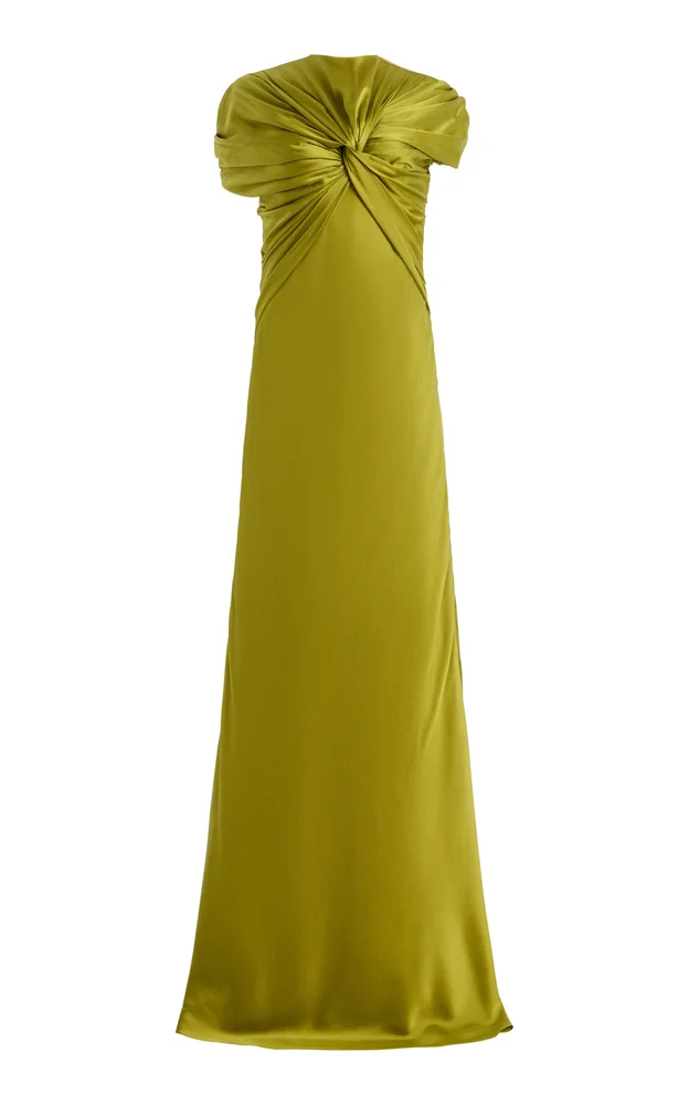 Exclusive The Clover Twisted Silk-Satin Maxi Dress