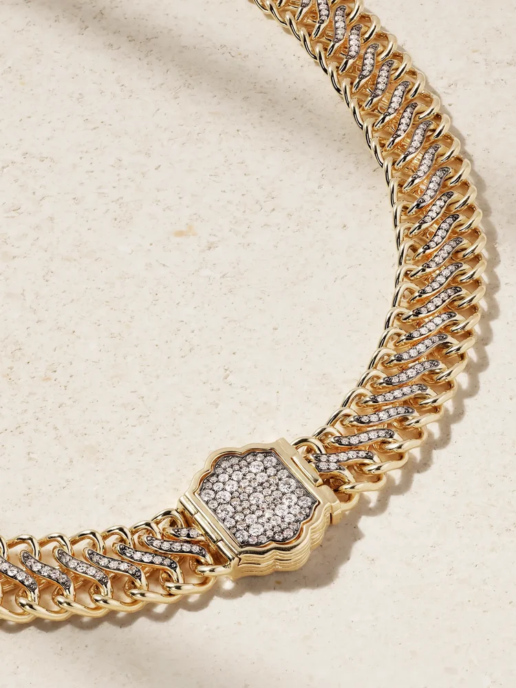 Medusa 14-karat recycled gold diamond necklace