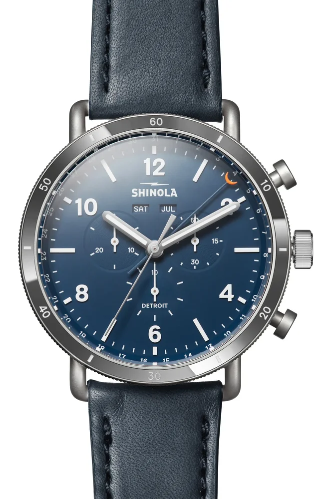 Canfield Sport Leather Strap Watch, 45mm