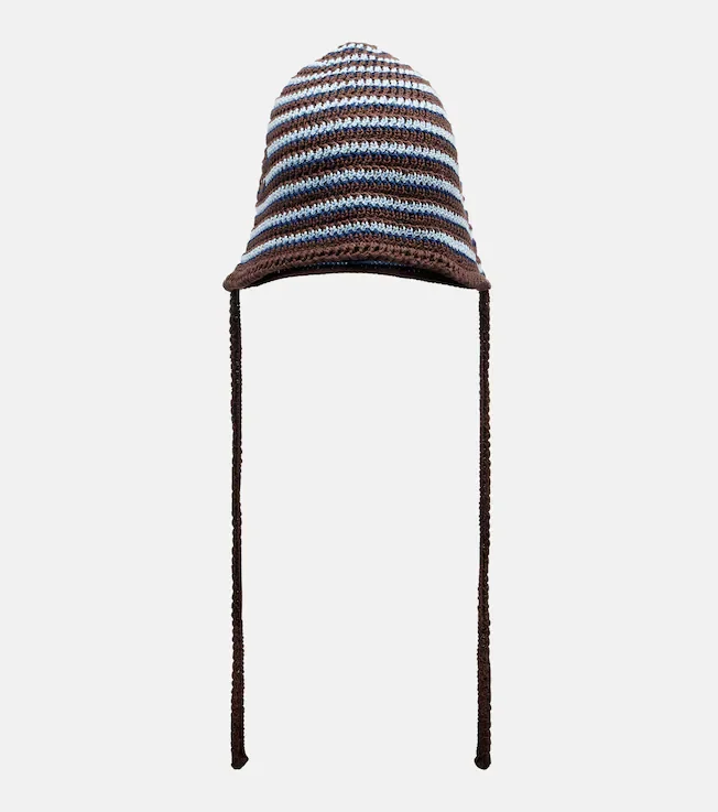 Knitted striped cotton hat