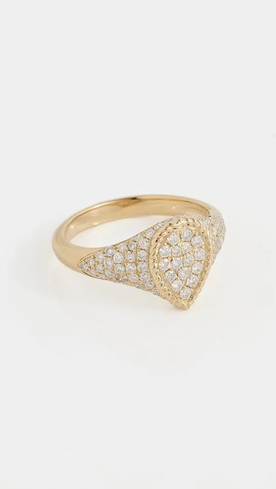 Baby Pear-Shaped Signet Pinkie Ring