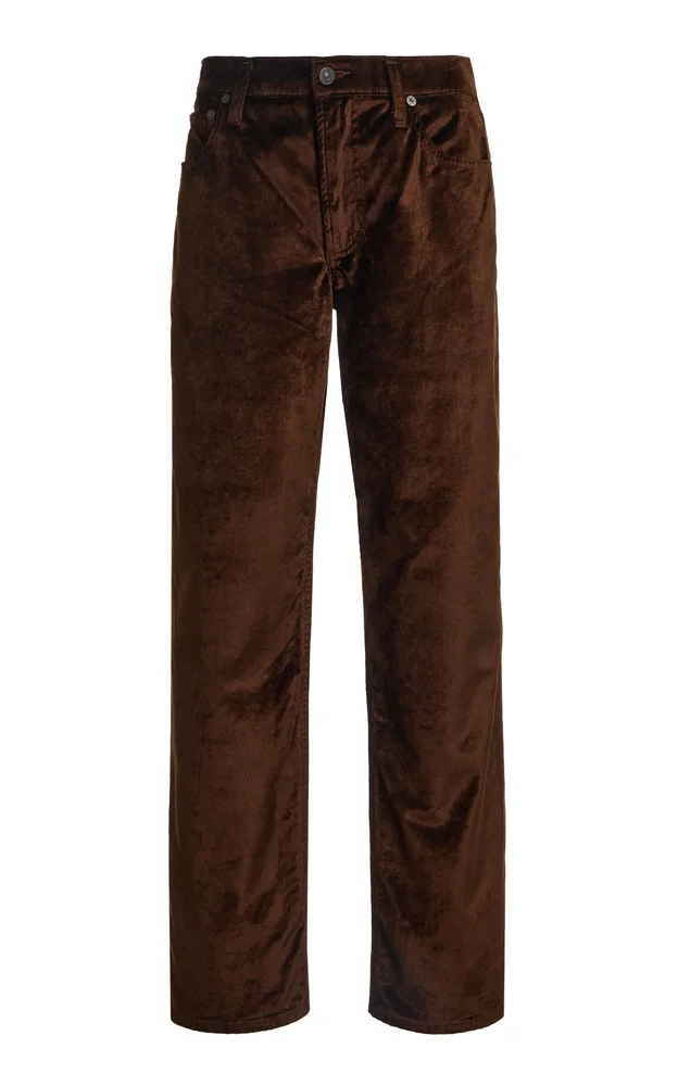 Anissa Velvet Straight-Leg Pants