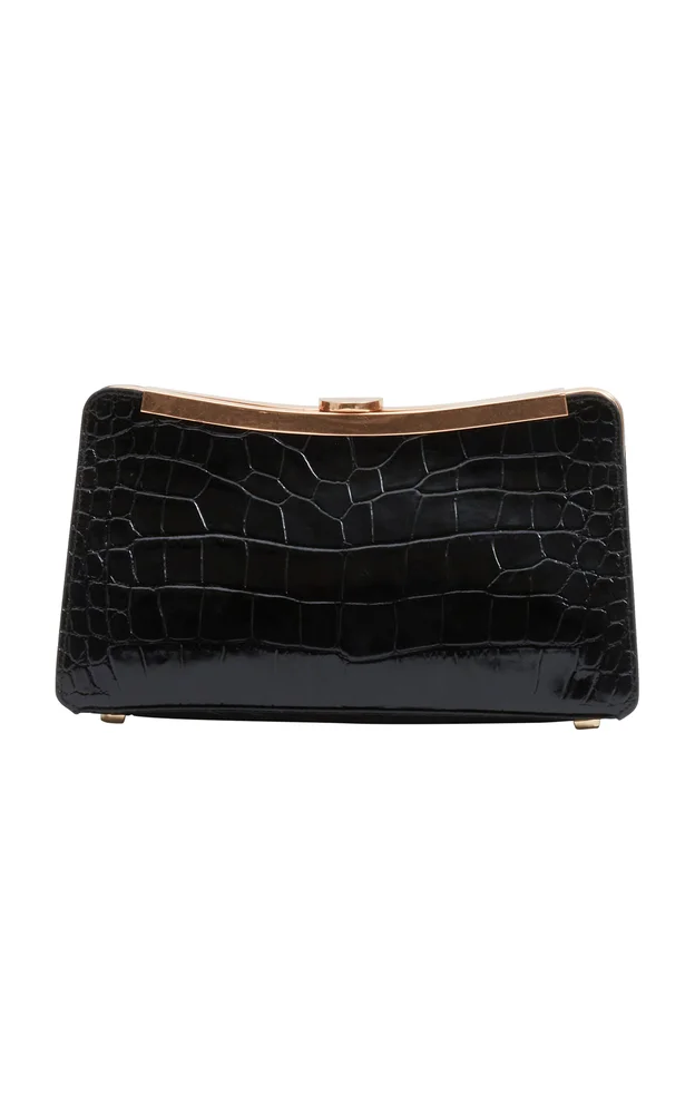 Solange Croc-Effect Leather Clutch