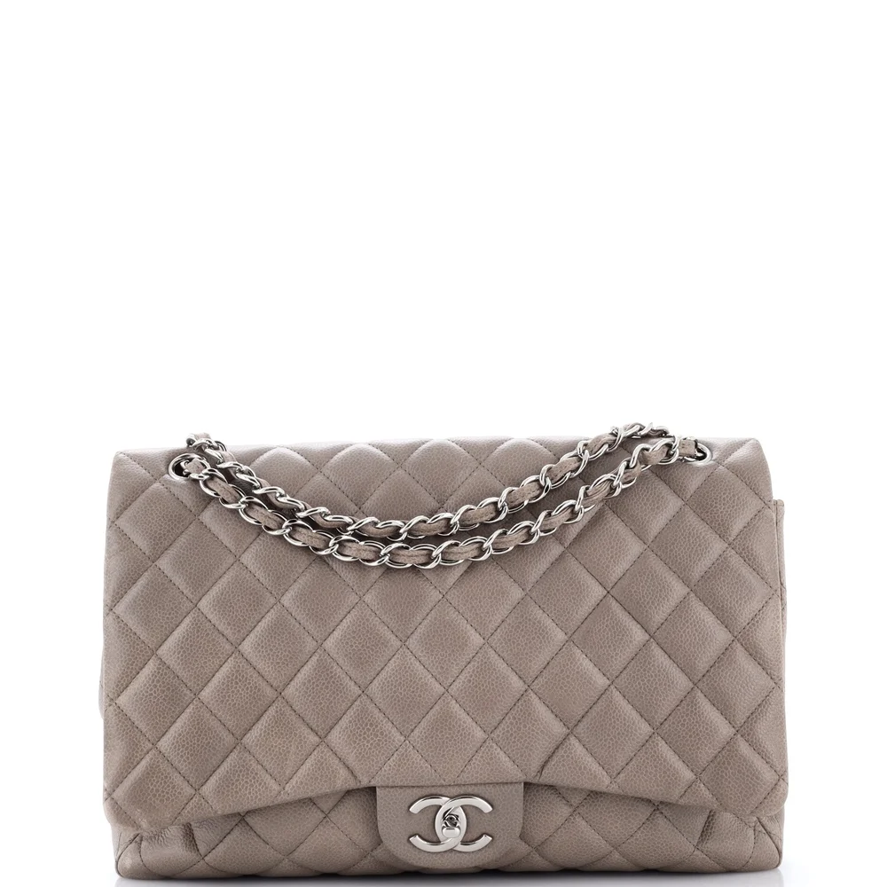 Pre-Owned Classic Double Flap Bag Quilted Caviar Maxi
