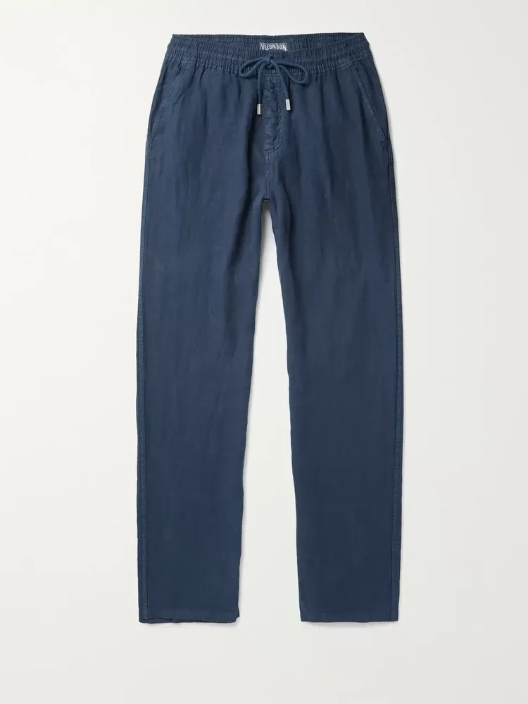 Pacha Wide-Leg Linen Drawstring Trousers