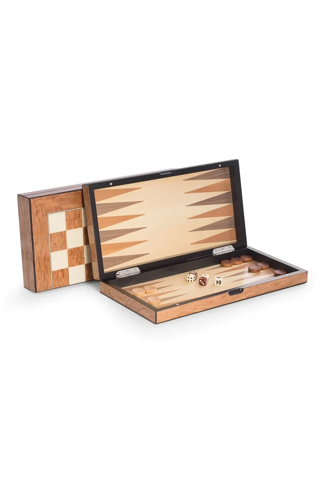 Chess, Checkers & Backgammon Brown Multi-Game Set