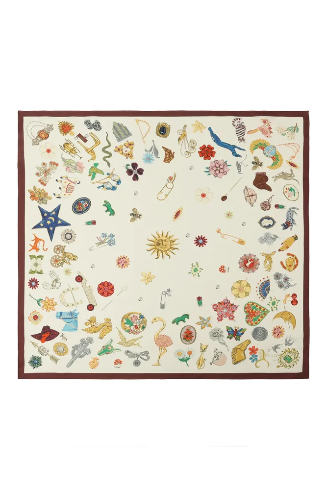 Brooch Collection Silk Bandana Scarf