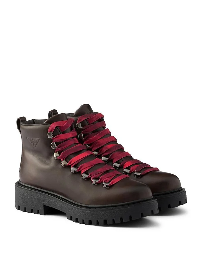 Prada Women’s Leather Lace-Up Booties