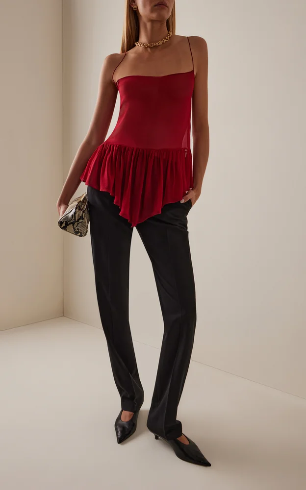 Harlowe Semi-Sheer Ruffled Silk Top