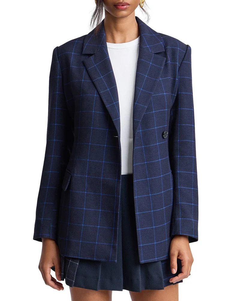 Windowpane Hourglass Tailored Blazer