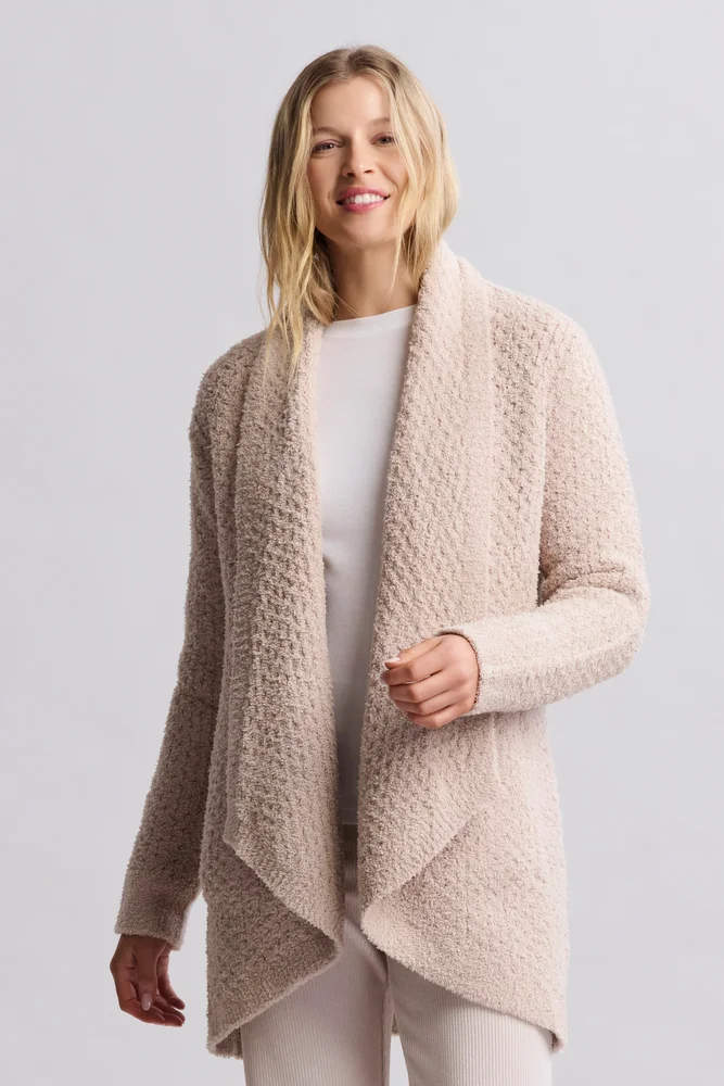 CozyChic Honeycomb Shawl Cardigan