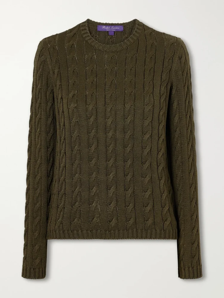 Cable-knit silk-blend sweater