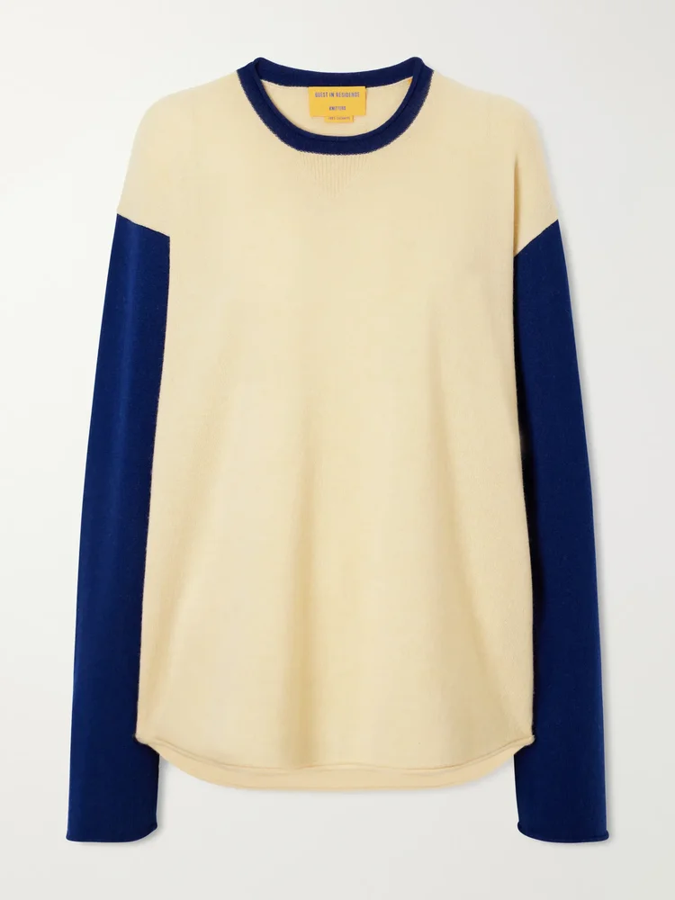 Baseball two-tone cashmere sweater