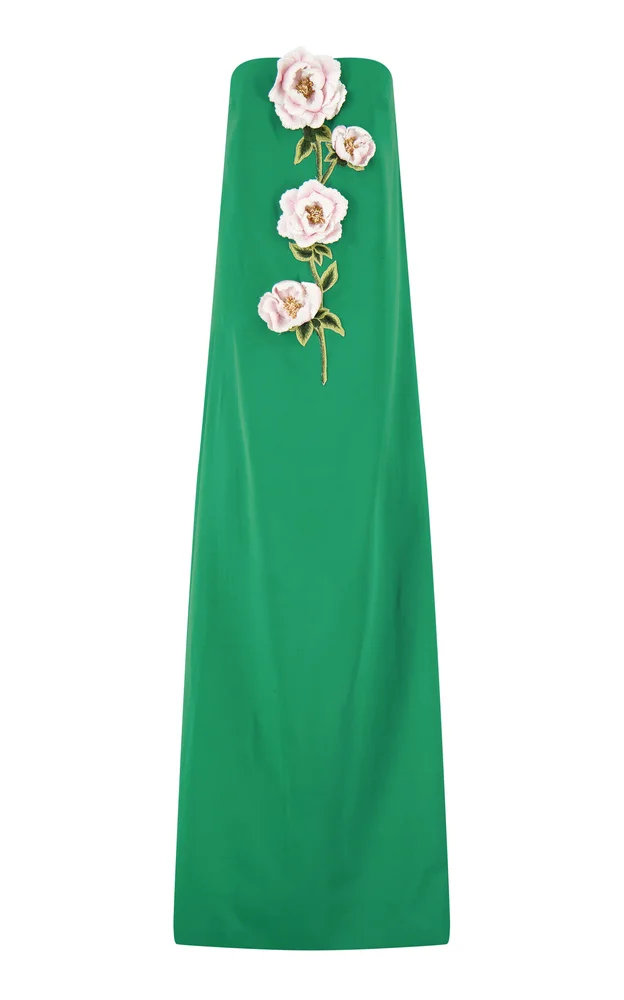 3D Peony Embroidered Faille Gown