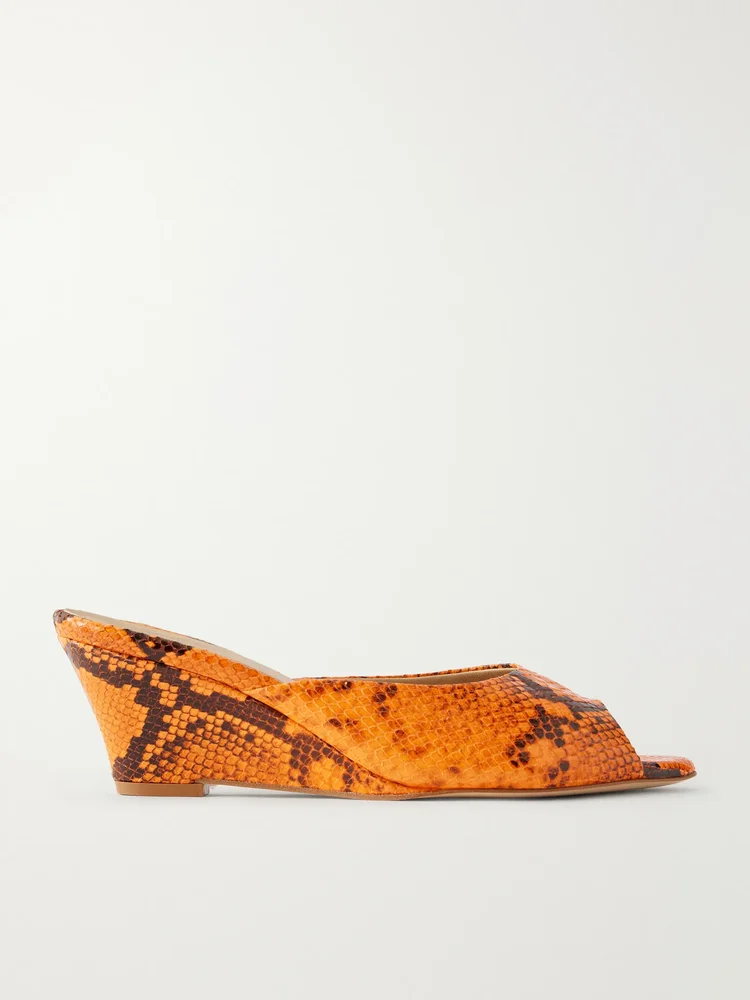 The Kit snake-effect leather mules