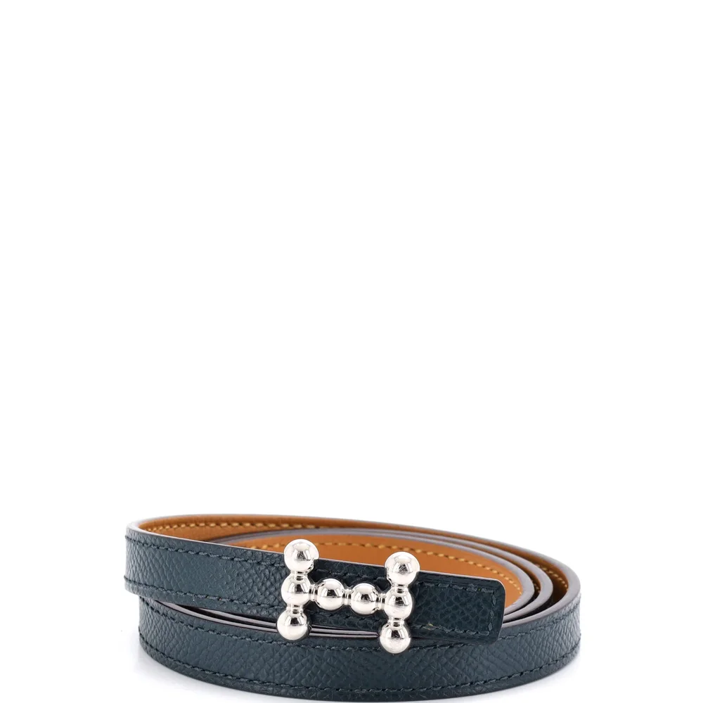 Pre-Owned Bubble Reversible Belt Leather Thin, Green