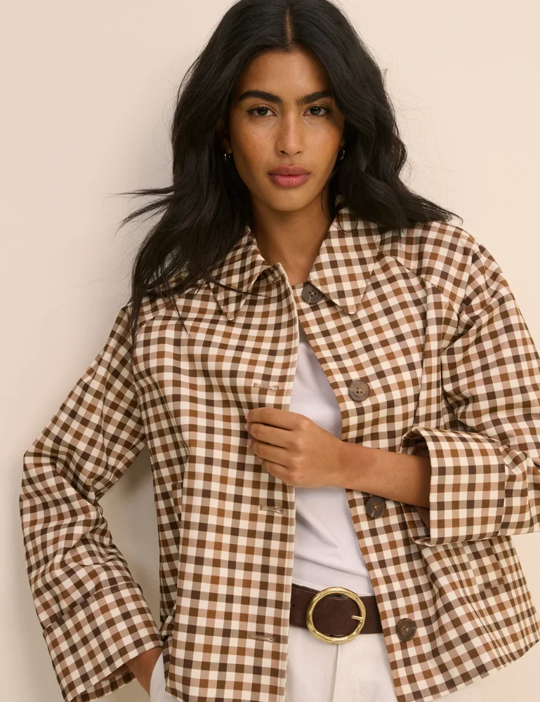 Brown Gingham Oyanti Swing Jacket