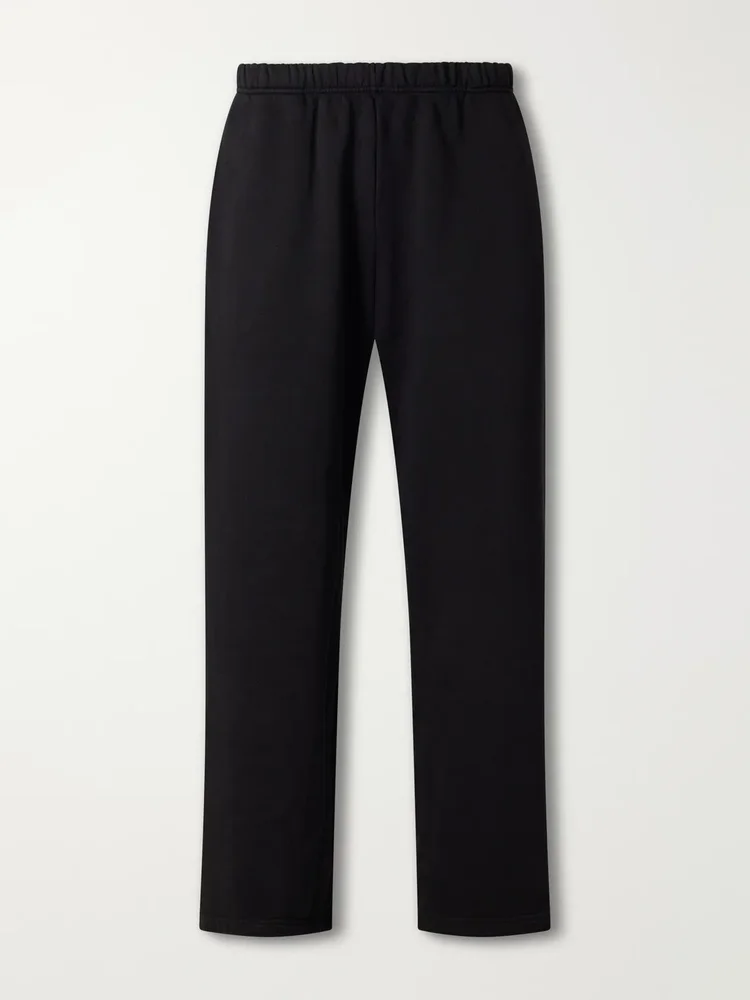 Party Wide-Leg Garment-Dyed Cotton-Fleece Sweatpants