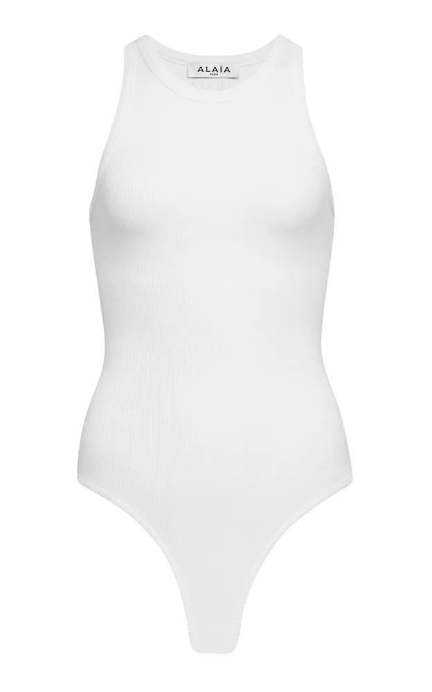 Ribbed Cotton-Blend Bodysuit