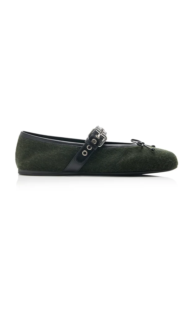 Buckled Flannel Ballerina Flats