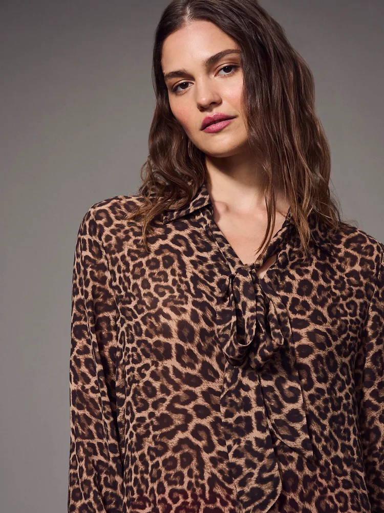 Front Row Scarf Blouse Champagne Spots