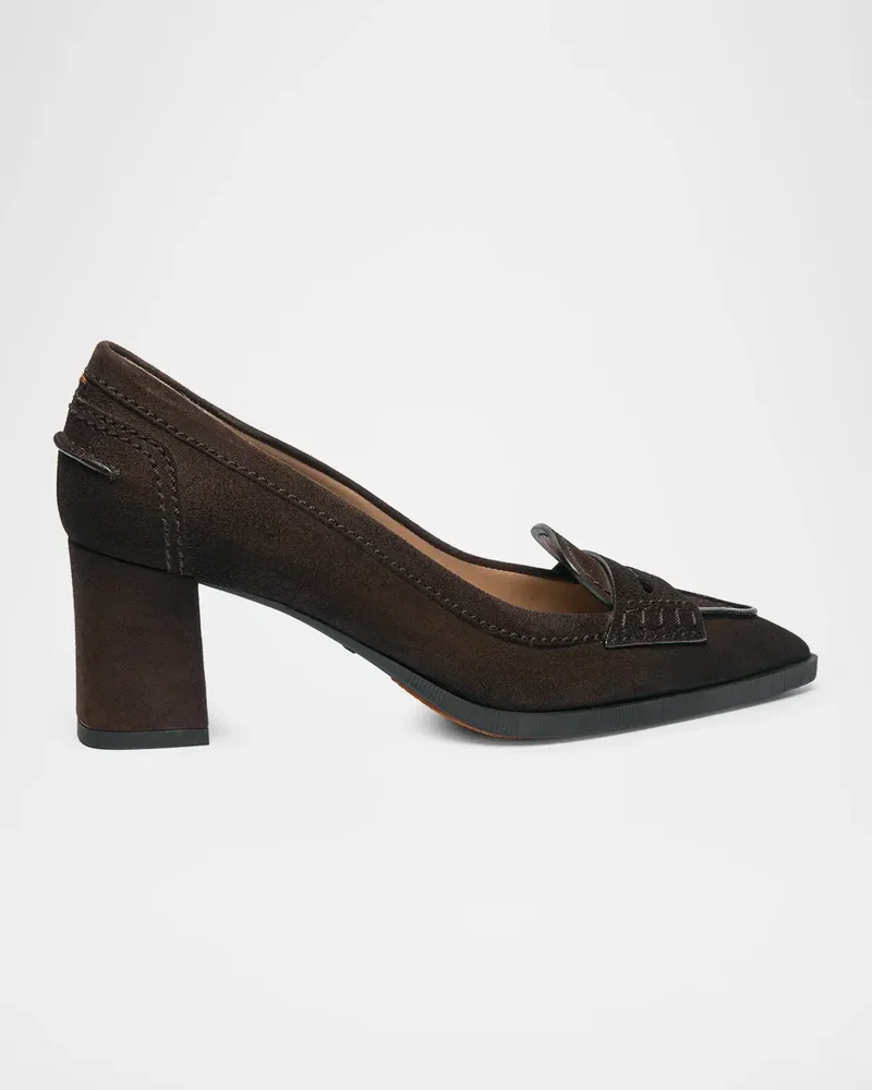 65mm Florinda Suede Penny Loafer Pumps