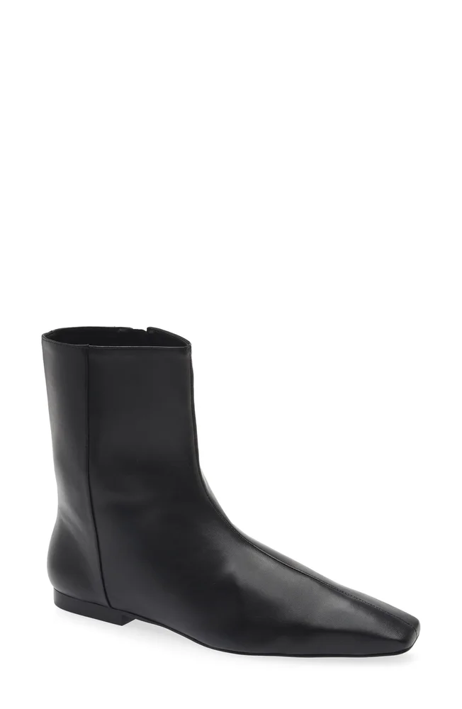 Remy Leather Flat Ankle Bootie