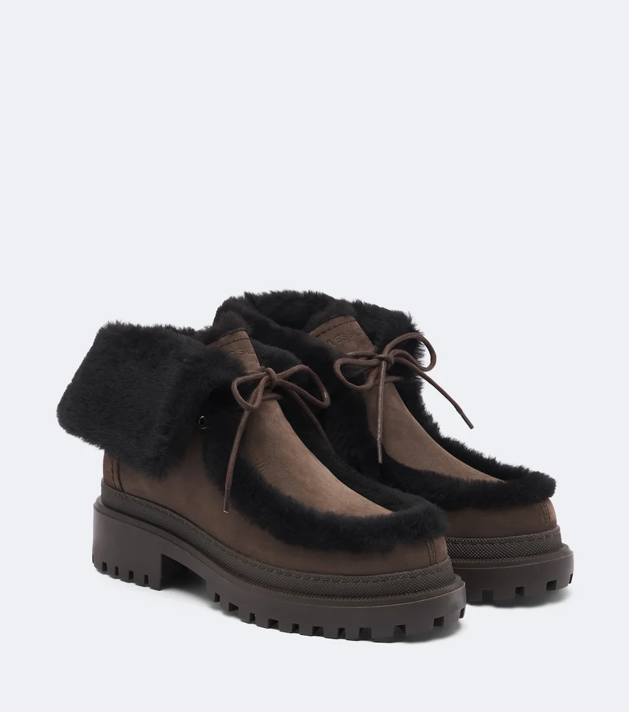 Shearling-lined suede ankle boots
