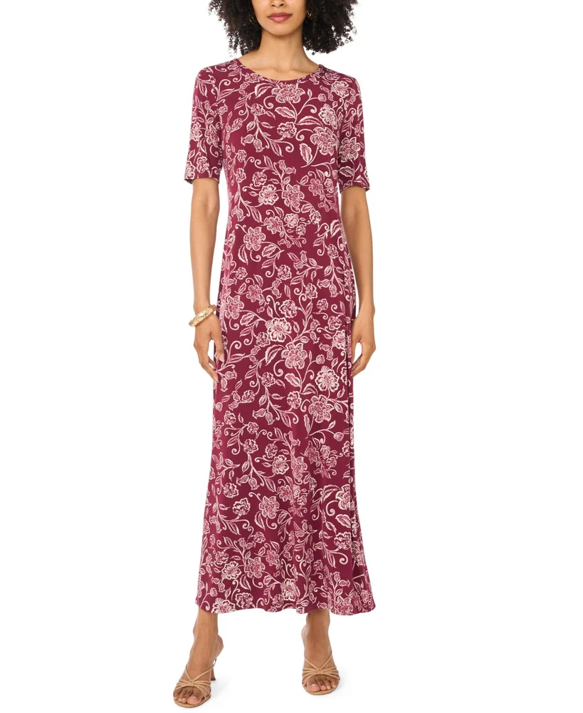 Floral 3/4-Sleeve Maxi Dress