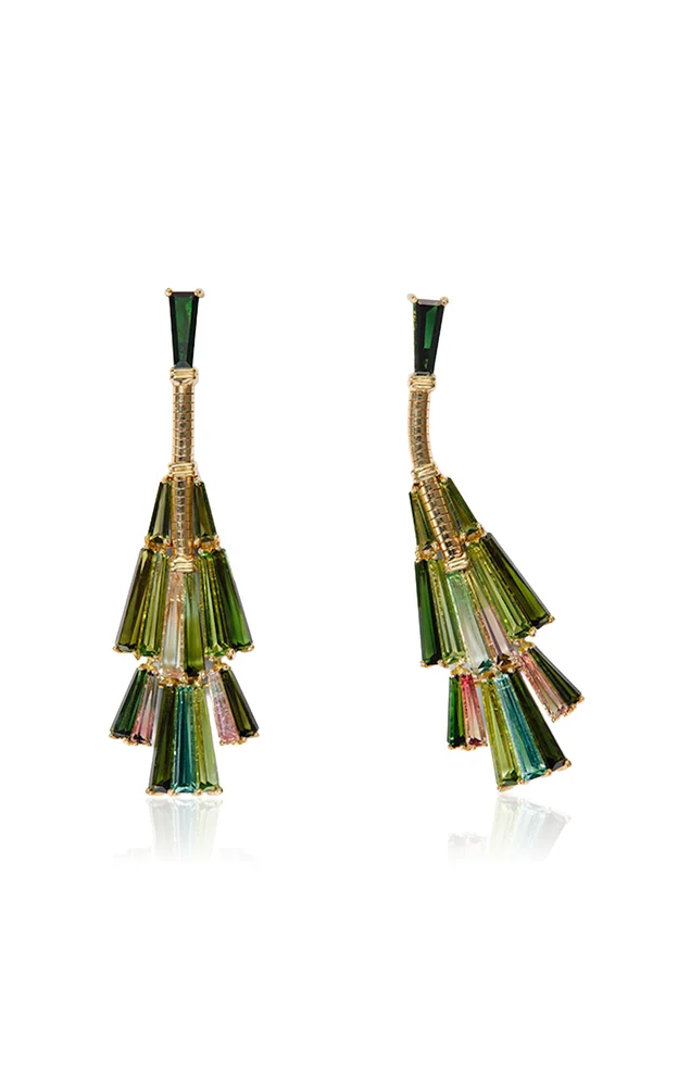 Broomstick Tasseled Tourmaline Earrings