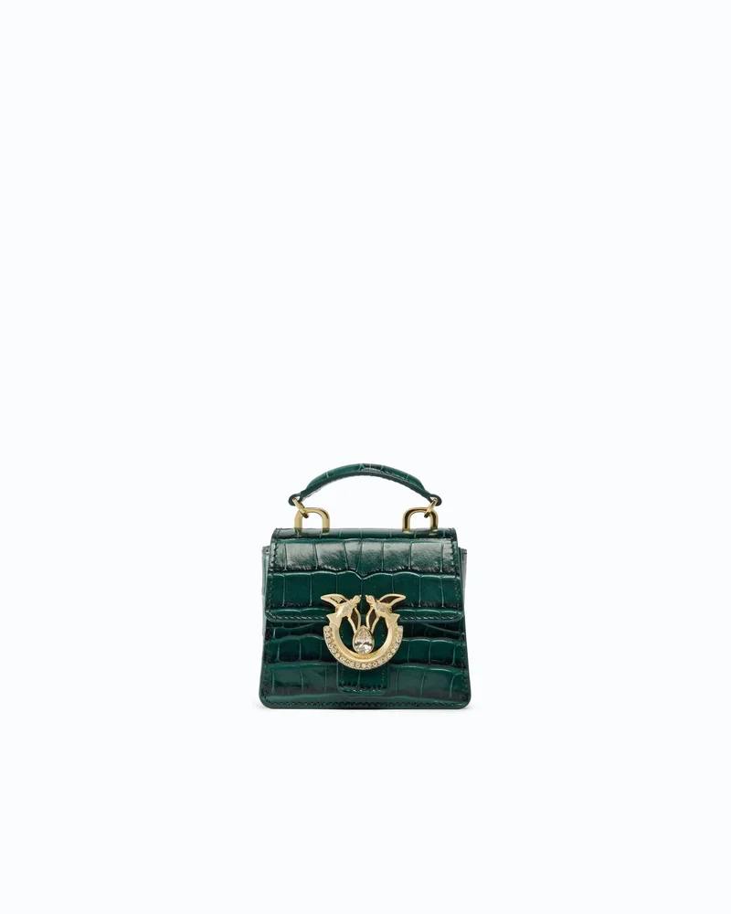 Borsa a mano Micro Love Bag Top Handle in pelle stampa cocco con fibbia gioiello PINKO Galleria