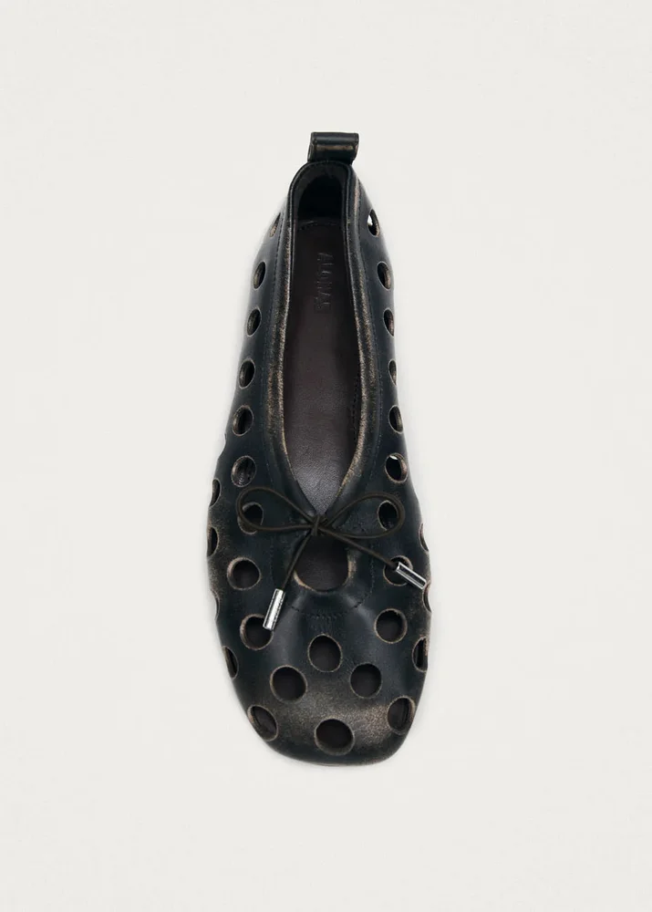 Rosalind Cut Out Brown Leather Ballet Flats