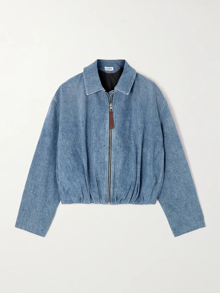 Draped denim jacket