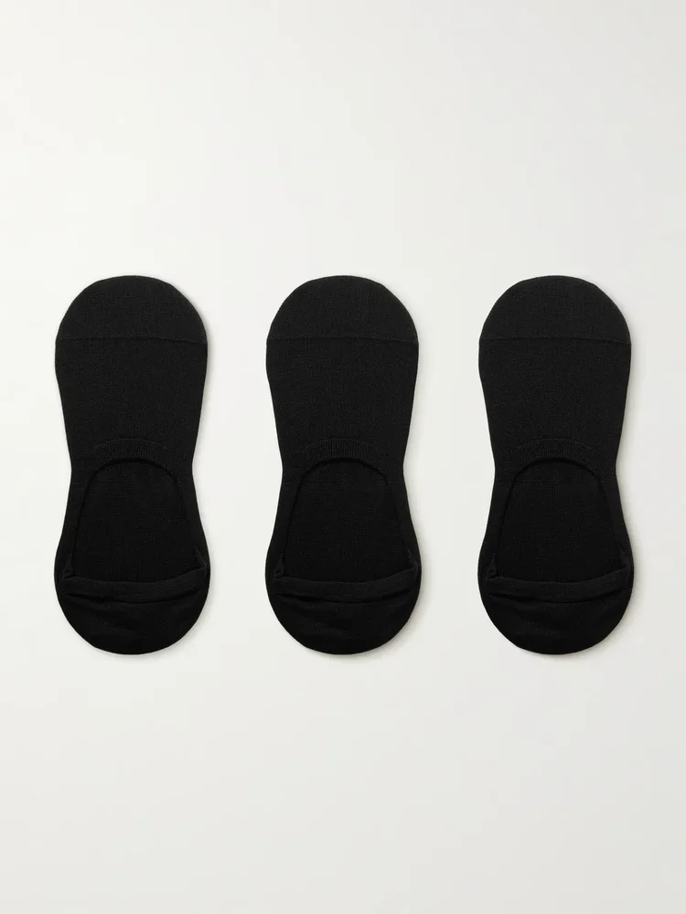 Three-Pack No-Show Cotton-Blend Socks