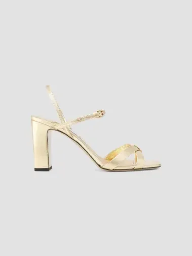 Elsy 85MM Metallic Leather Slingback Sandals