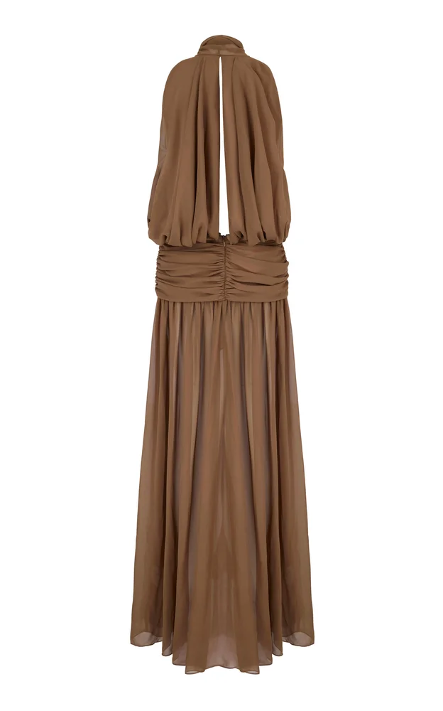 Cruz Crepe Tie-Neck Maxi Dress