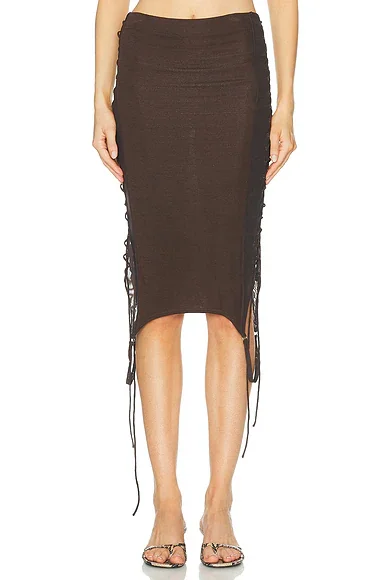 Side Tie Midi Skirt