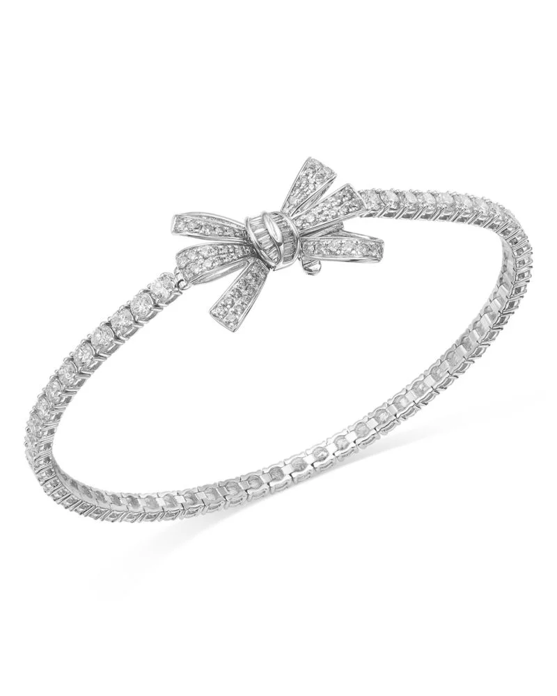 Diamond Bow Tennis Bracelet in 14K White Gold, 5.00 tcw