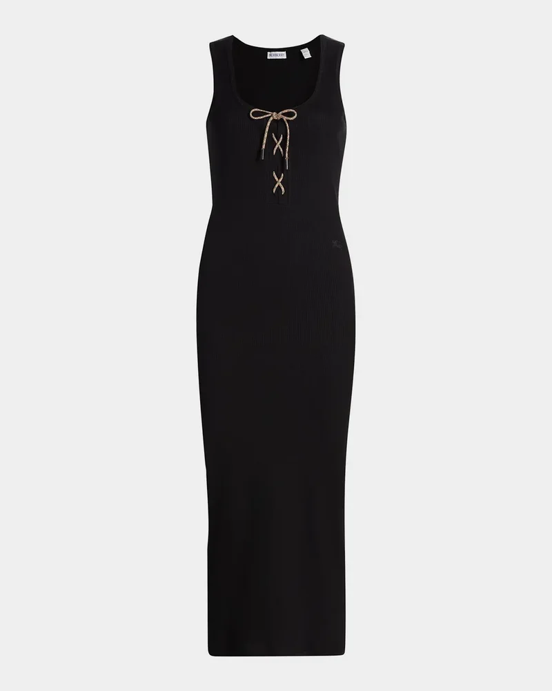 Carlotta Lace-Up Sleeveless Rib Midi Dress