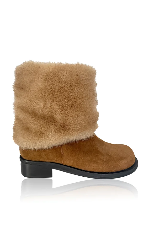 Volume Mid Fox Fur Boots